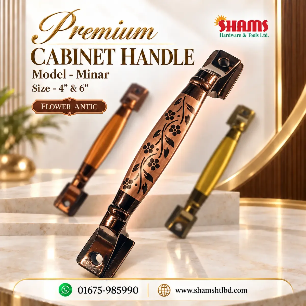 SHAMS Premium Cabinet Handle – Minar | 4″ & 6″