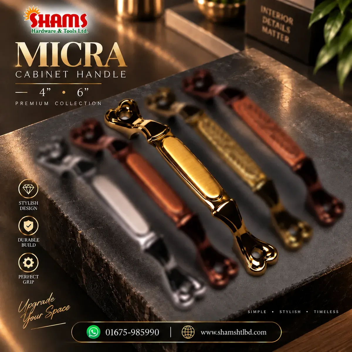 SHAMS MICRA Cabinet Handle – Size 4″ & 6″
