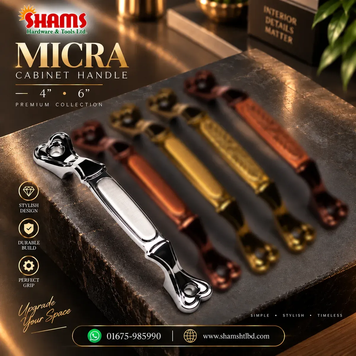 SHAMS MICRA Cabinet Handle – Size 4″ & 6″