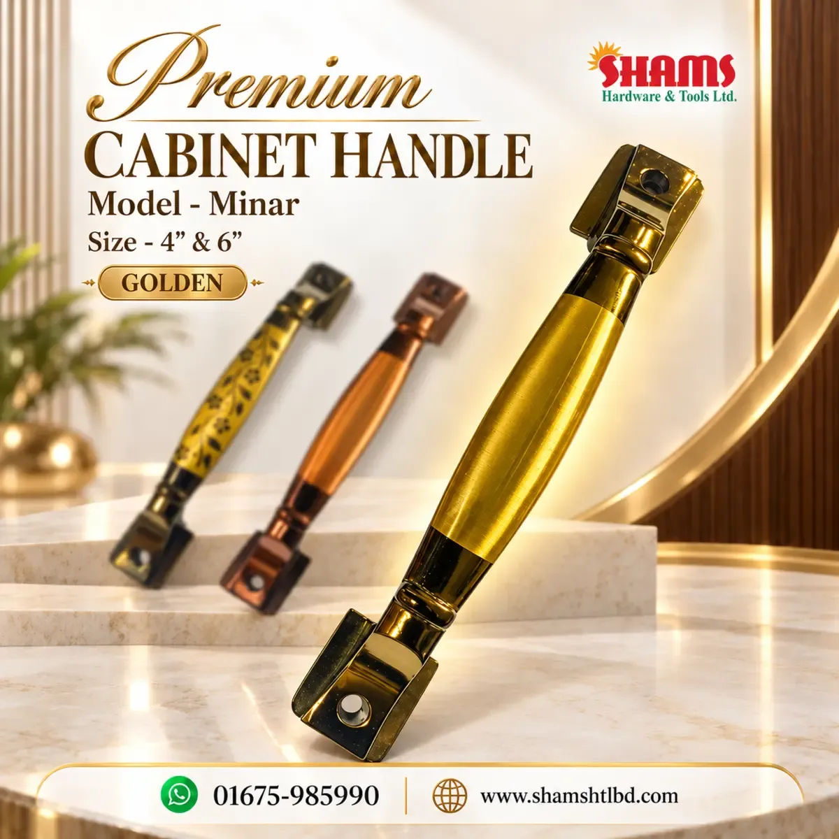 SHAMS Premium Cabinet Handle – Minar | 4″ & 6″